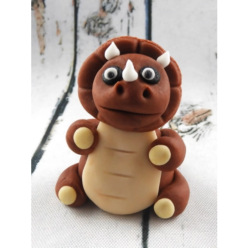 Figurka cukrowa ozdoby na tort dinozaur brązowy dekoracje urodzinowe dino